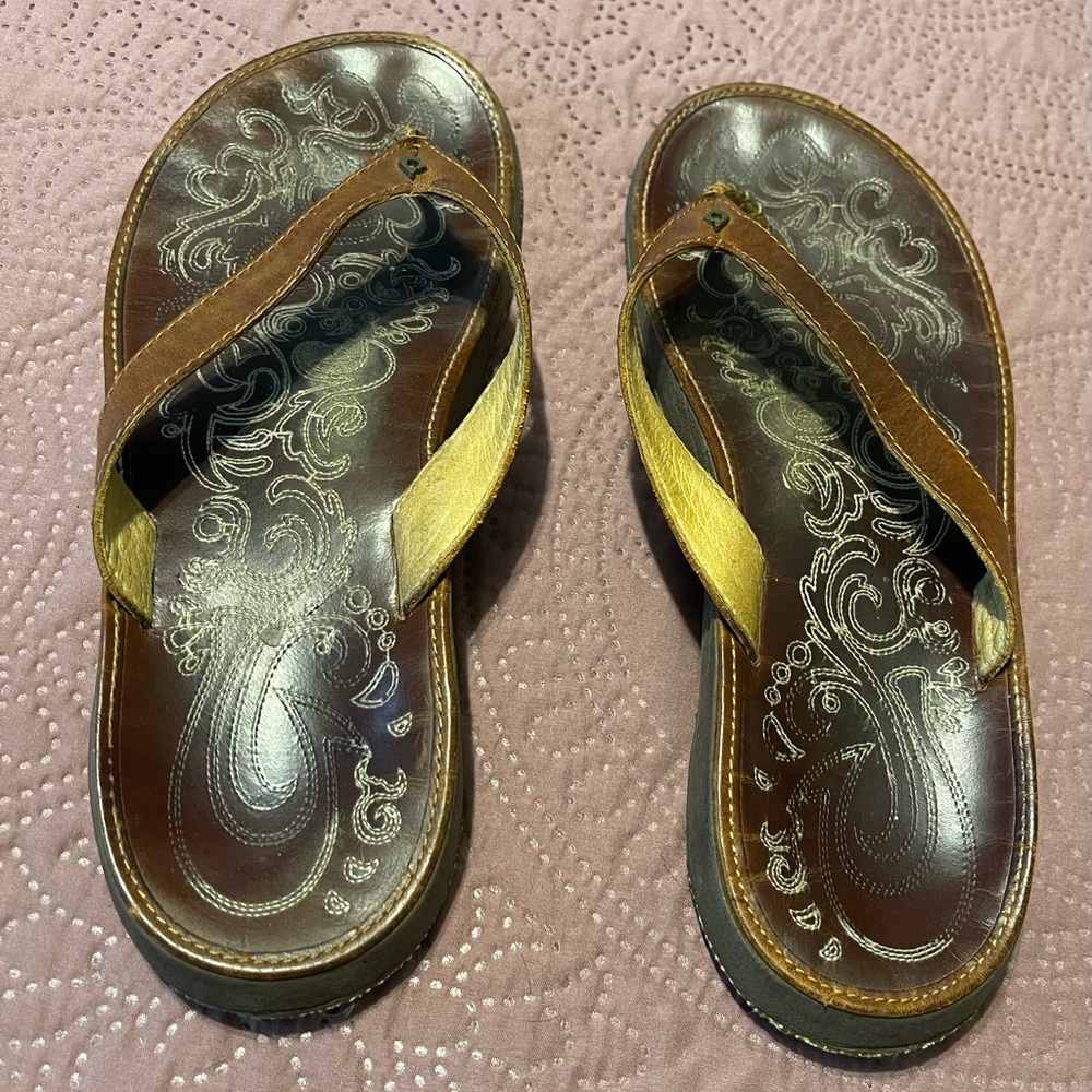 OLUKAI PANIOLO LEATHER SANDALS